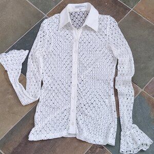 Anne Fontaine White Transcending dots Blouse Shirt